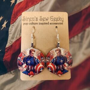Captain America Marvel Floral Fanart Earrings